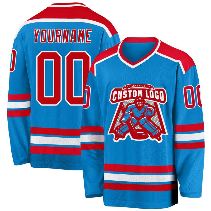 Custom Hockey Jersey - Blue Red-White