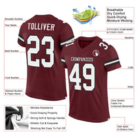 Custom Football Jersey - Burgundy White-Black Mesh Authentic