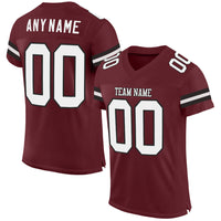 Custom Football Jersey - Burgundy White-Black Mesh Authentic