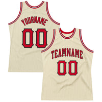 Custom Basketball Jersey - Cream Red-Black Authentic Throwback