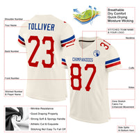 Custom Football Jersey - Cream Red-Royal Mesh Authentic
