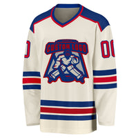 Custom Hockey Jersey - Cream Red-Royal