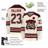 Custom Hockey Jersey - Cream Black-Red