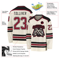 Custom Hockey Jersey - Cream Crimson-Black