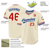 Custom Baseball Jersey - Cream Red Royal-White Authentic Throwback
