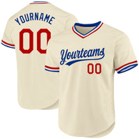 Custom Baseball Jersey - Cream Red Royal-White Authentic Throwback
