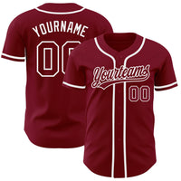 Custom Baseball Jersey - Crimson Crimson-White Authentic