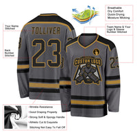 Custom Hockey Jersey - Steel Gray Black-Old Gold