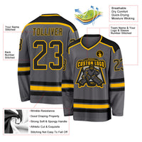 Custom Hockey Jersey - Steel Gray Black-Gold