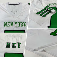 Custom Football Jersey - White Grass Green-Black Mesh Authentic