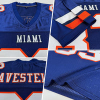 Custom Football Jersey - Navy White-Orange Mesh Authentic