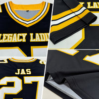 Custom Football Jersey - Black White-Gold Authentic