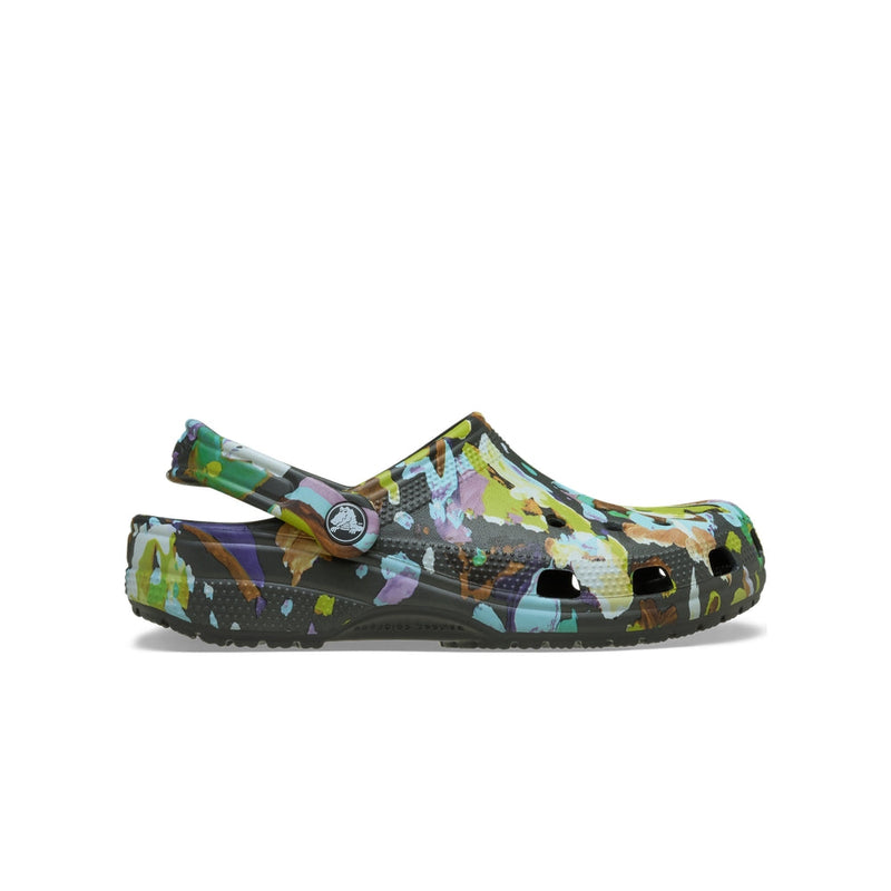 Classic Painted Floral Clogs - Black Sand