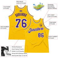 Custom Basketball Jersey - Gold Purple-White Authentic Throwback