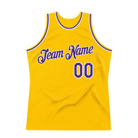 Custom Basketball Jersey - Gold Purple-White Authentic Throwback