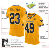 Custom Football Jersey - Gold Black-White Mesh Authentic Throwback