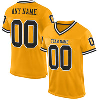 Custom Football Jersey - Gold Black-White Mesh Authentic Throwback
