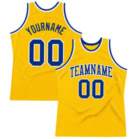 Custom Basketball Jersey - Gold Royal-White Authentic Throwback