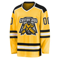 Custom Hockey Jersey - Gold Black-White