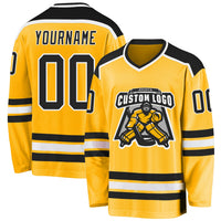 Custom Hockey Jersey - Gold Black-White