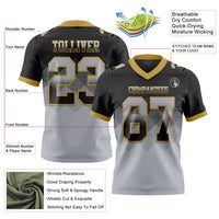 Custom Football Jersey - Black Gray-Old Gold Authentic Gradient Square Shape 7V7 Flag