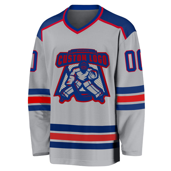 Custom Hockey Jersey - Gray Royal-Red