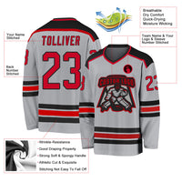 Custom Hockey Jersey - Gray Red-Black