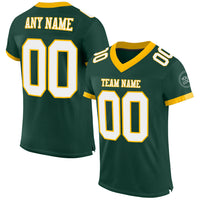 Custom Football Jersey - Green White-Gold Mesh Authentic