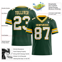 Custom Football Jersey - Green White-Gold Authentic