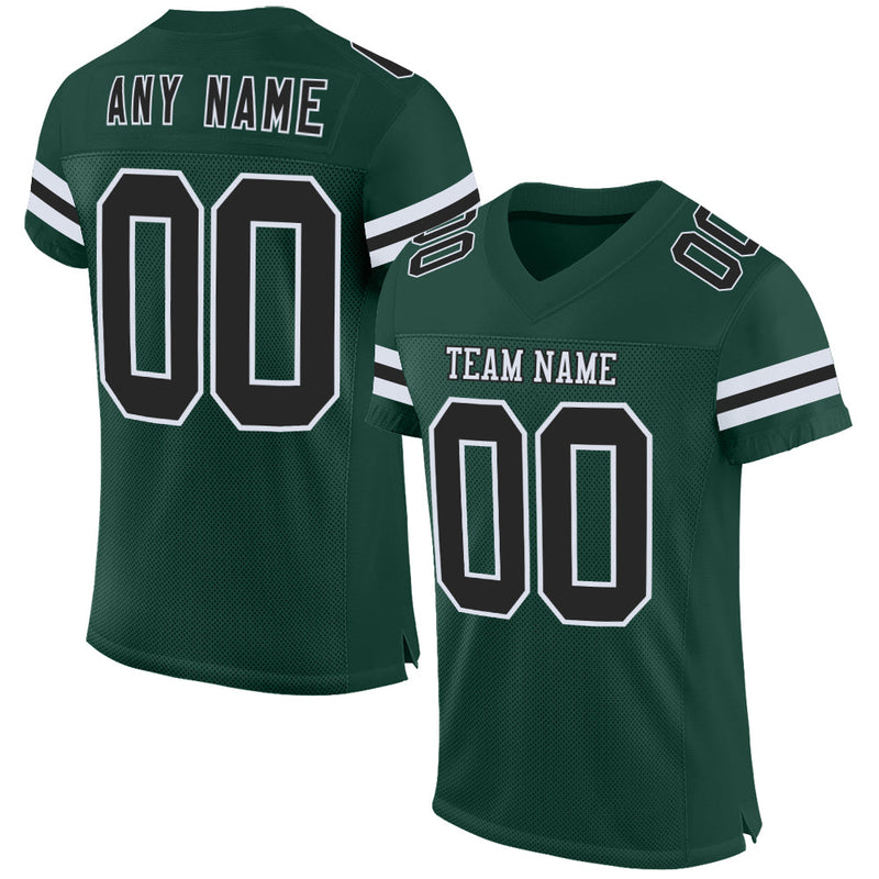 Custom Football Jersey - Green Black-White Mesh Authentic