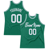 Custom Basketball Jersey - Kelly Green White Authentic Throwback