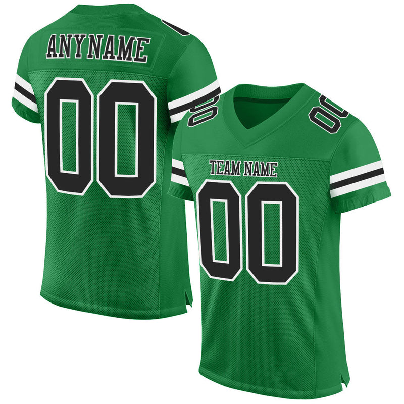Custom Football Jersey - Grass Green Black-White Mesh Authentic