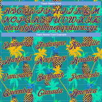 Custom Basketball Jersey - Kelly Green Purple-Gold 3D Pattern Hawaii Palm Trees Pineapples Authentic