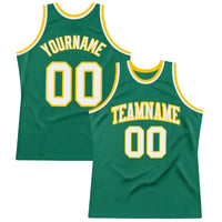 Custom Basketball Jersey - Kelly Green White-Gold Authentic Throwback