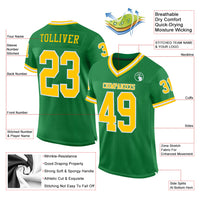 Custom Football Jersey - Grass Green Gold-White Mesh Authentic Throwback