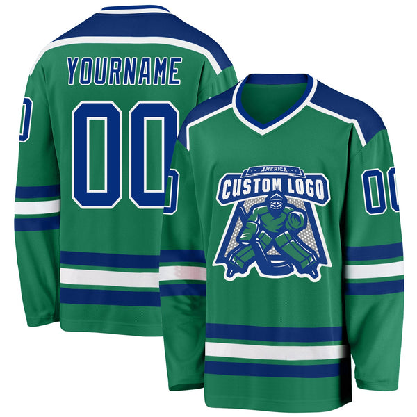 Custom Hockey Jersey - Kelly Green Royal-White
