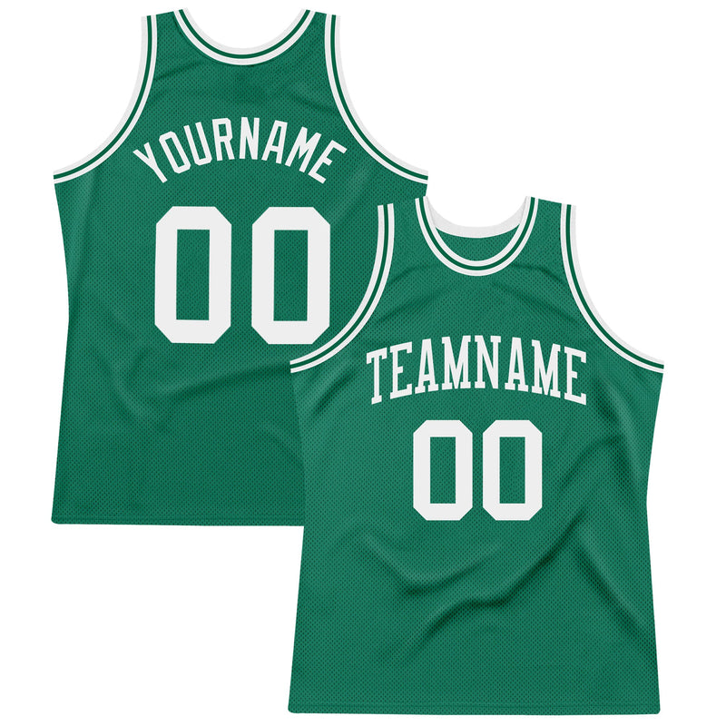 Custom Basketball Jersey - Kelly Green White Authentic Throwback