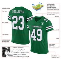 Custom Football Jersey - Kelly Green White-Black Mesh Authentic