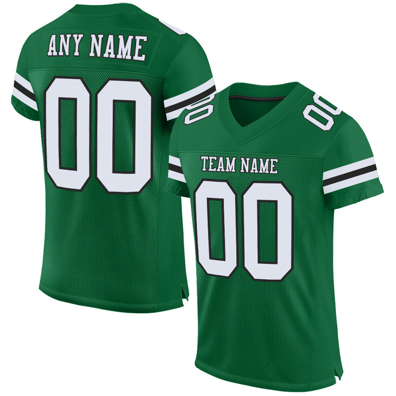 Custom Football Jersey - Kelly Green White-Black Mesh Authentic