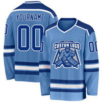 Custom Hockey Jersey - Light Blue Royal-White