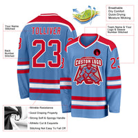Custom Hockey Jersey - Light Blue Red-White