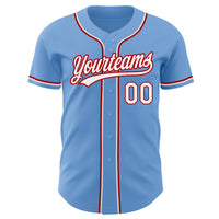 Custom Baseball Jersey - Light Blue White-Red Authentic