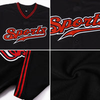 Custom Baseball Jersey - Black Red-White Authentic