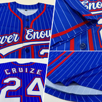 Custom Baseball Jersey - Royal White Pinstripe Red Authentic