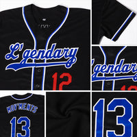 Custom Baseball Jersey - Black Royal-Red Authentic