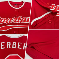 Custom Baseball Jersey - Red Red-White Authentic