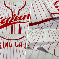 Custom Baseball Jersey - White Red Pinstripe Red Authentic