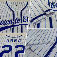 Custom Baseball Jersey - White Royal Pinstripe Royal Authentic