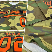 Custom Baseball Jersey - Camo Orange-Black Authentic Salute To Service