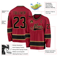 Custom Hockey Jersey - Maroon Black-Old Gold